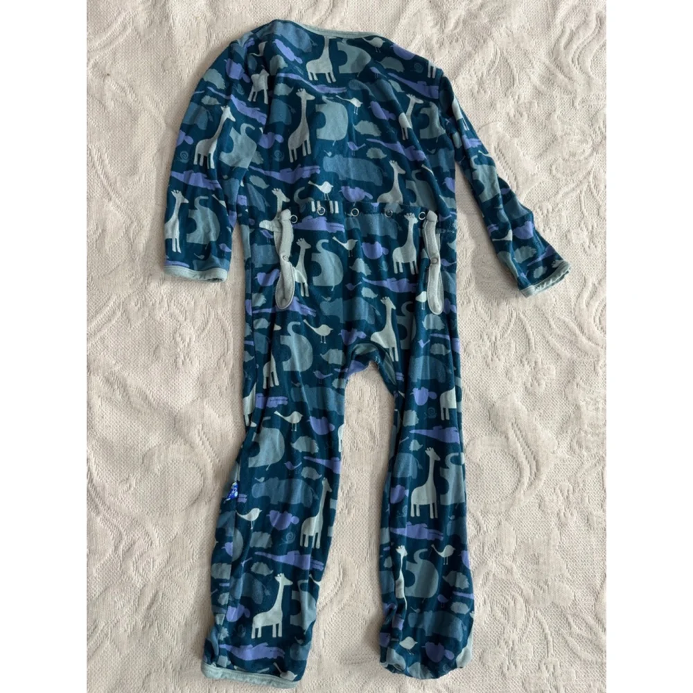 Baby KicKee Pants Blue Gray Animal Print Footie 18-24 Months